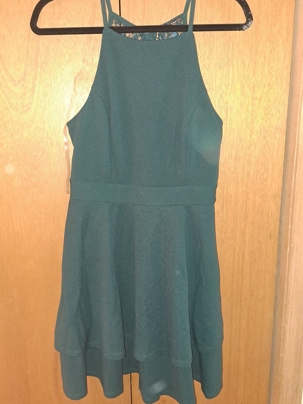 New Three Pink Hearts Green Dress XL